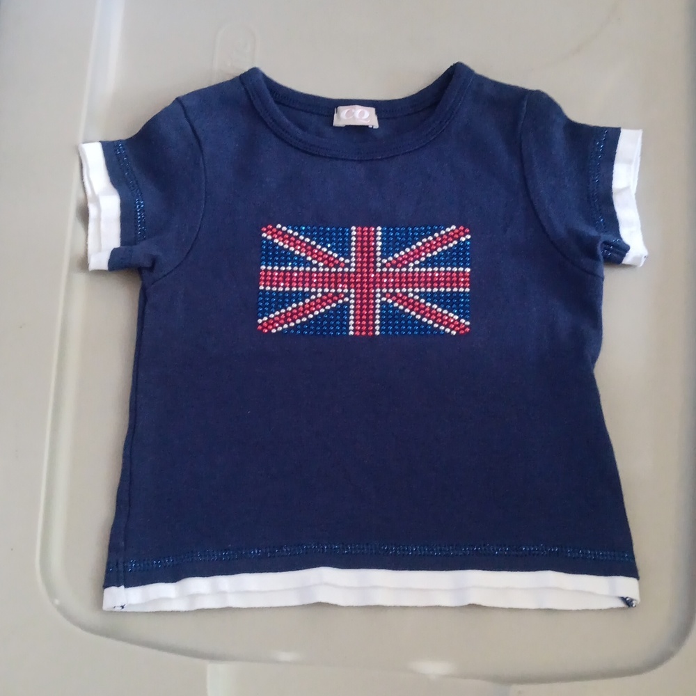 Layered look tee with embellished UK flag